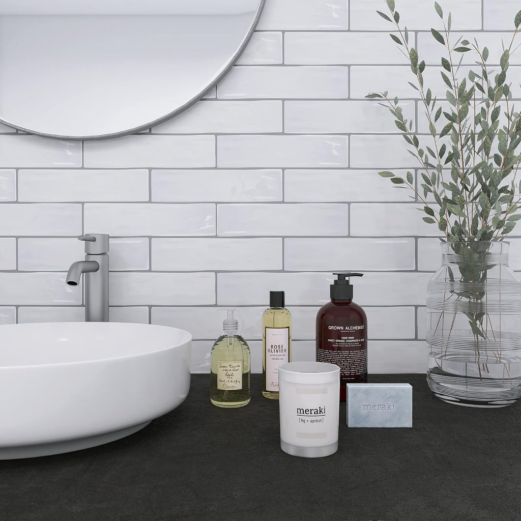 KE-BLS KEZMA - White Handmade Ceramic Wall Tile 3 in. x 12 in. Subway Tile Polished (1 Box)