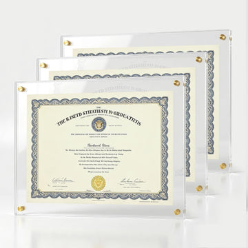 3 Pack 11x14 Acrylic Wall Mount Picture Frame Self Adhesive | Floating Frameless Clear Photo Frame for Diploma