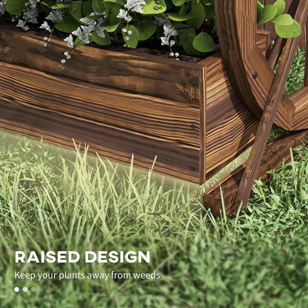 2-Tier Raised Garden Bed Planter Boxes 22" x 13" x 22" | Wooden Wagon, Drainage Holes, for Vegetables Flowers Herbs