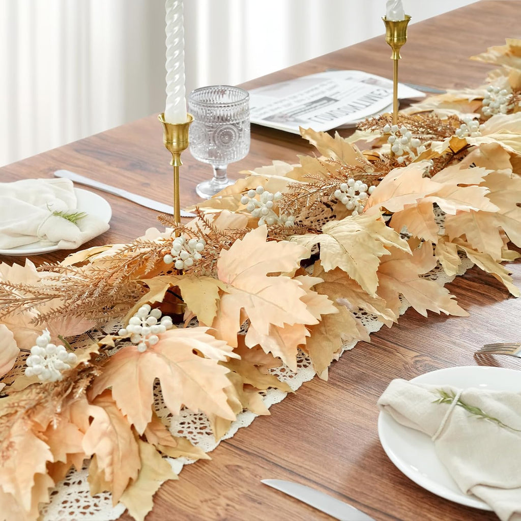 Fall Decorations, 6Ft Artificial Berry Cypress Leaves Fall Garland - Set of 6