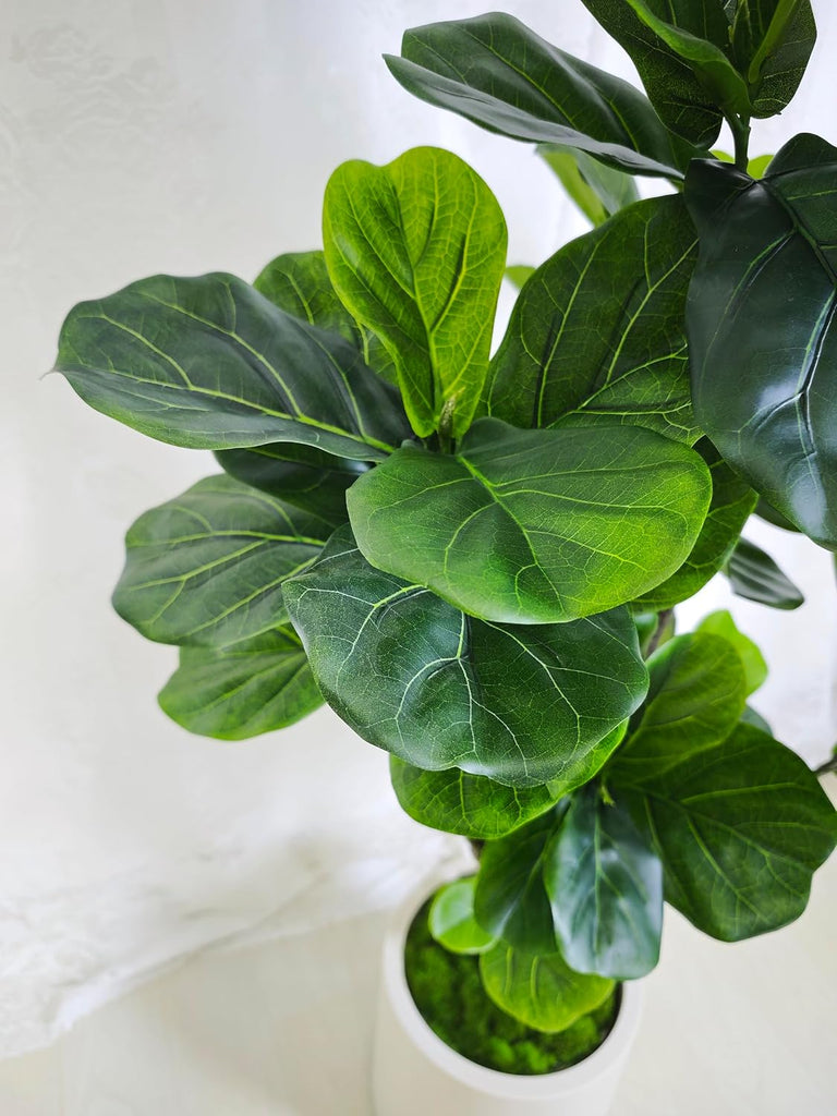 Fiddle Leaf Fig Tree Artificial 4.5FT - 54 Inch Tall Fake Plant Indoor Faux Tree with Bendable Branches & Realistic