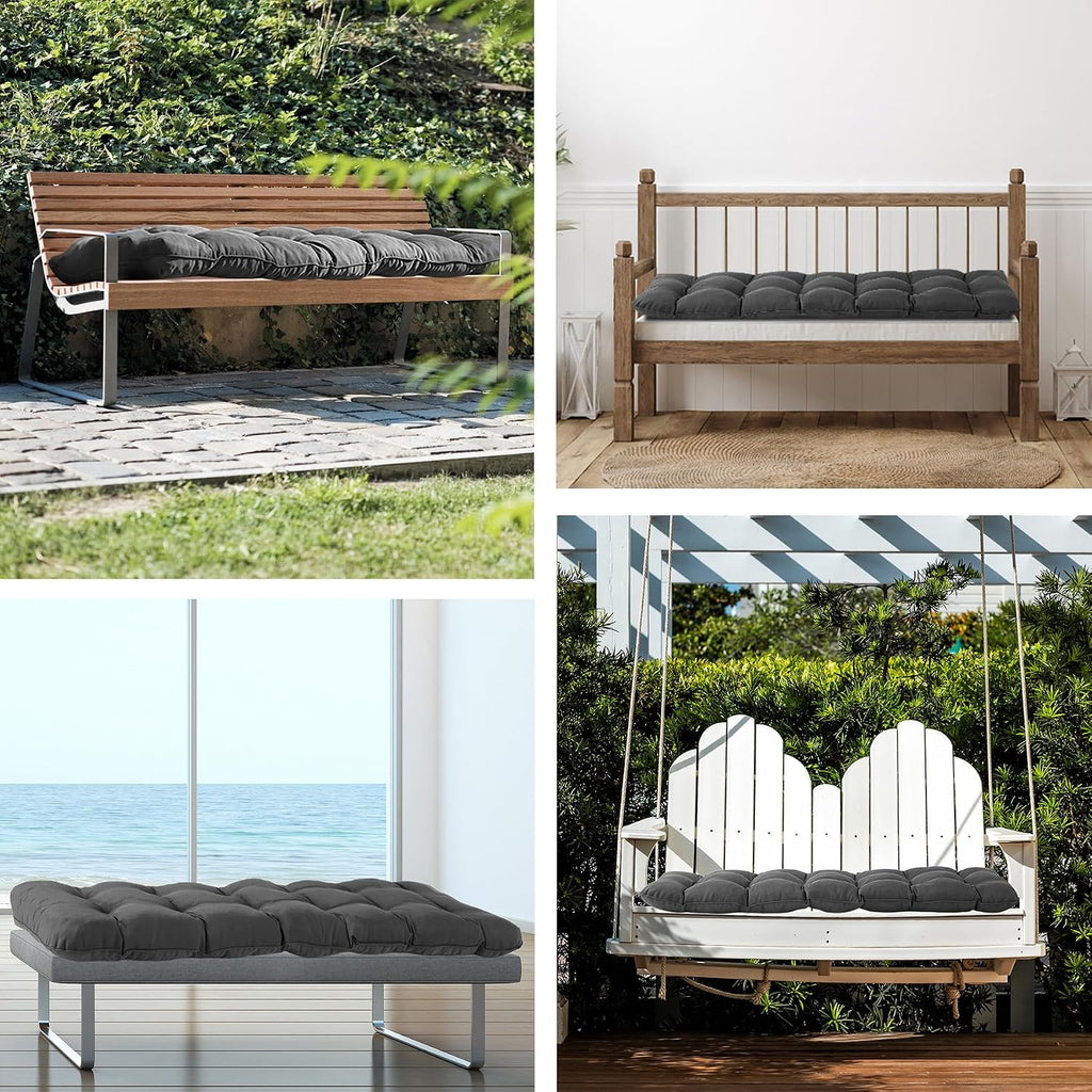Outdoor Bench Cushion, 48x18x5 Inch, Dark Grey | Water-Resistant & Fade Resistant, Indoor/Outdoor Use, Patio Bench