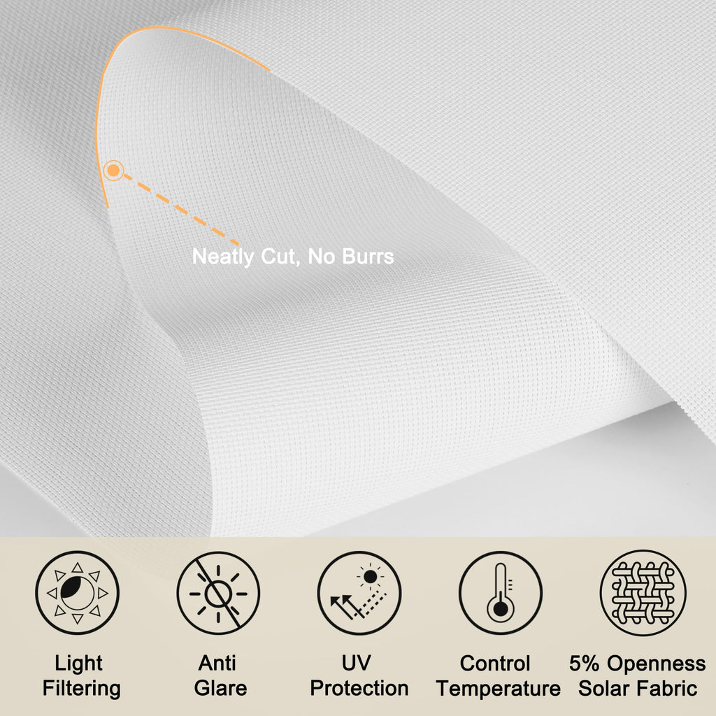 Light Filtering Roller Shades for Windows 5% Openness Solar Shades UV Protection Light Filtering Roller Blinds Solar