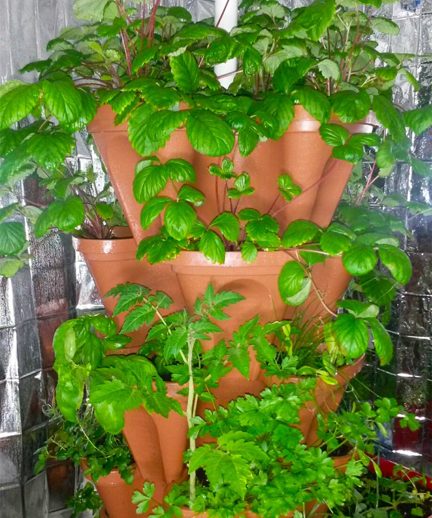 10 Large 18x18x6 inch Vertical Gardening Stackable Planters - Terracotta Color