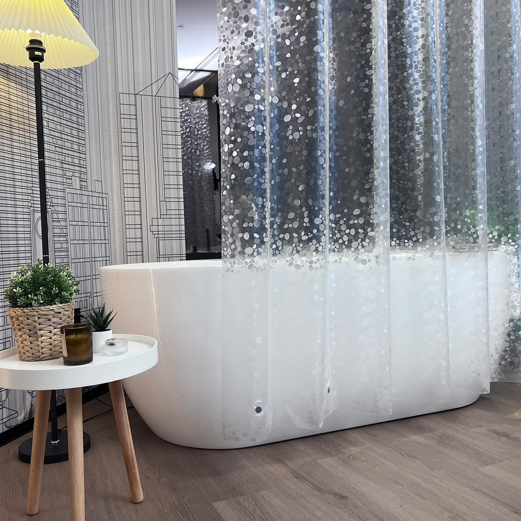 72 x 96 inch Extra Long Shower Curtain Liner with 3D Pebble Design, 11G EVA Heavy Duty Plastic Clear Shower Liner