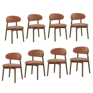 Dining Chairs Set of 8 Mid Century Modern Chenille Fabric Upholstered Kitchen Chairs Wooden Dining Room Chair with