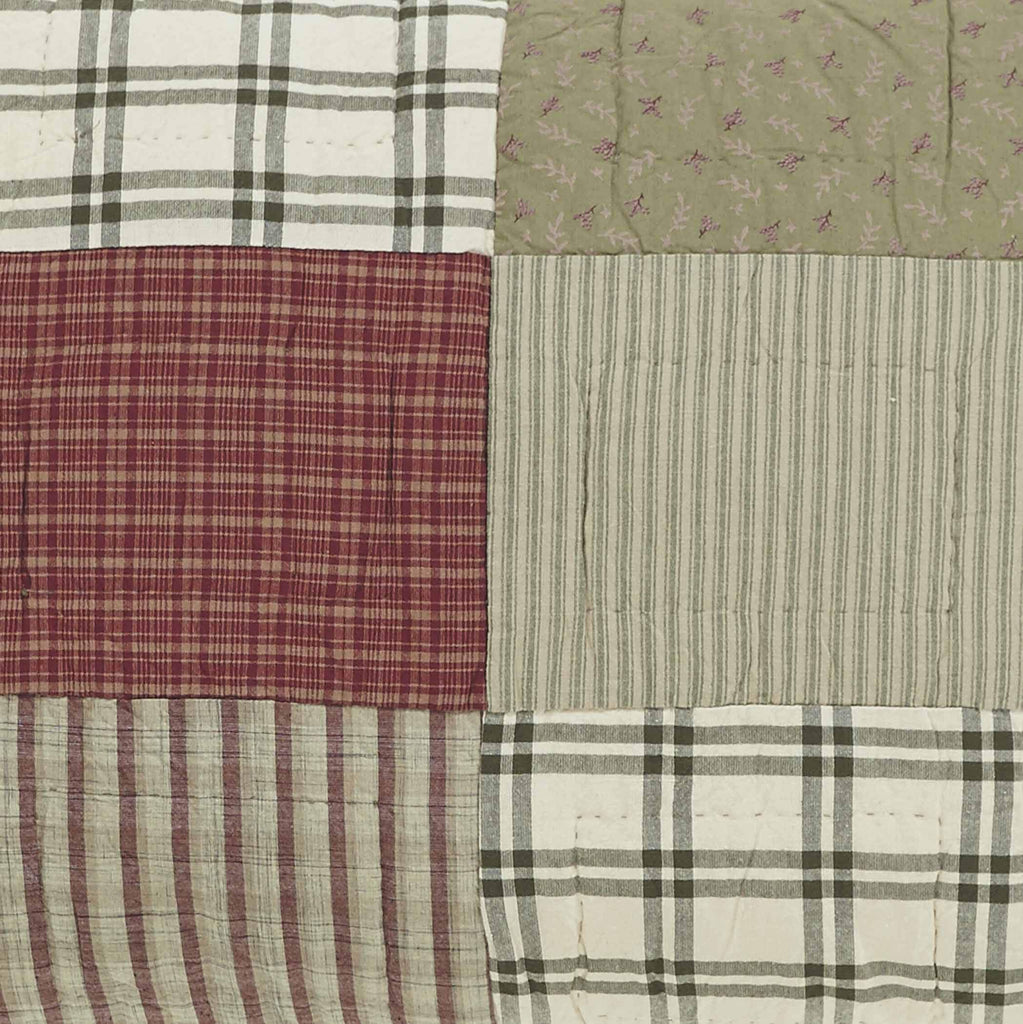 Farmhouse Brick Red Patchwork Cotton Prairie Winds Bedding Hand Quilted Patchwork King Sham
