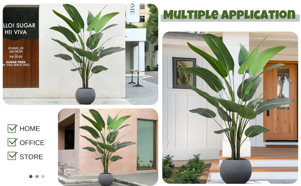Artificial Bird of Paradise Tree 8FT with 21 Thick Matte Leaves