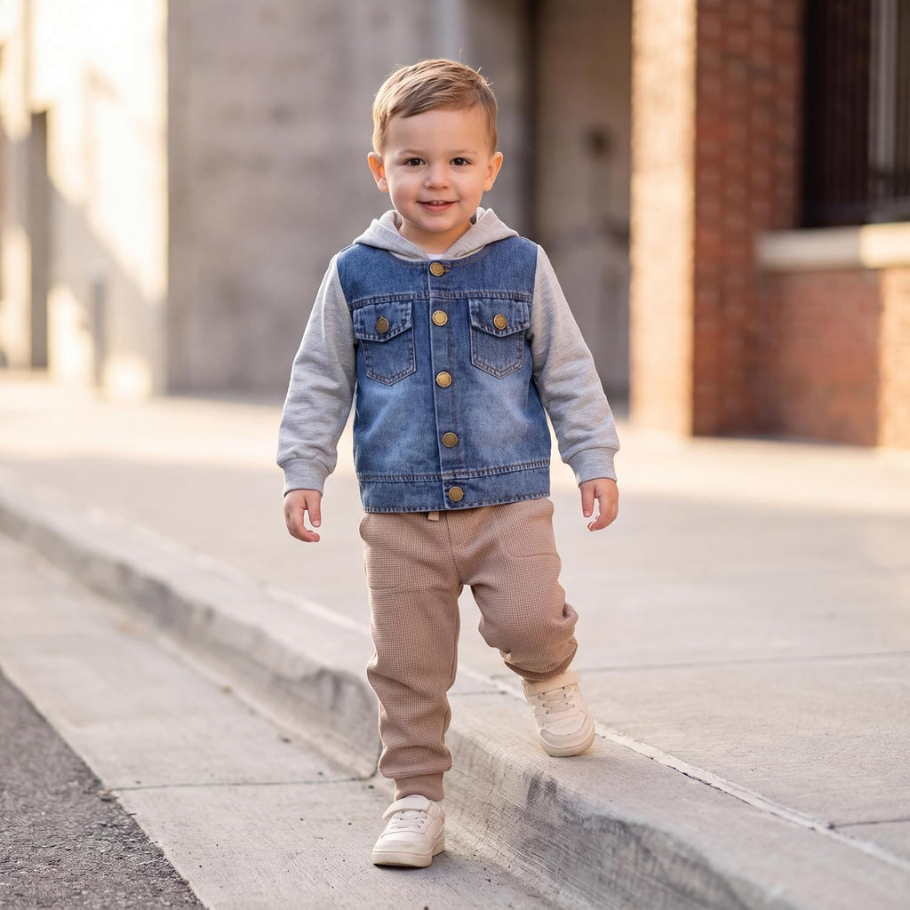 Toddler Jean Jacket with Hood Denim Outerwear for Girls and Boys