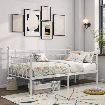 Metal Daybed Frame Twin Size Platform Sofa Bed Day Bed, White