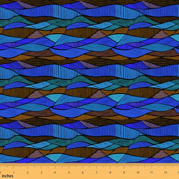 Boho Fabric By The Yard Bohemian Wavy Upholstery Fabric for Chairs Rainbow Embroidered Waves Print Tribal Ethnic