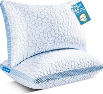Enhanced Cooling Pillows for Sleeping, CertiPUR-US Shredded Memory Foam Pillows King Size Set of 2 for Hot Sleeper