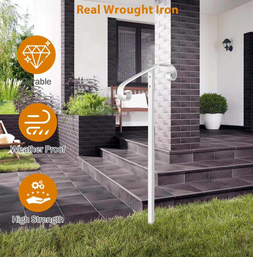Non-Drilled Handrail Railing 58" H, In-Ground Single Post Handrail