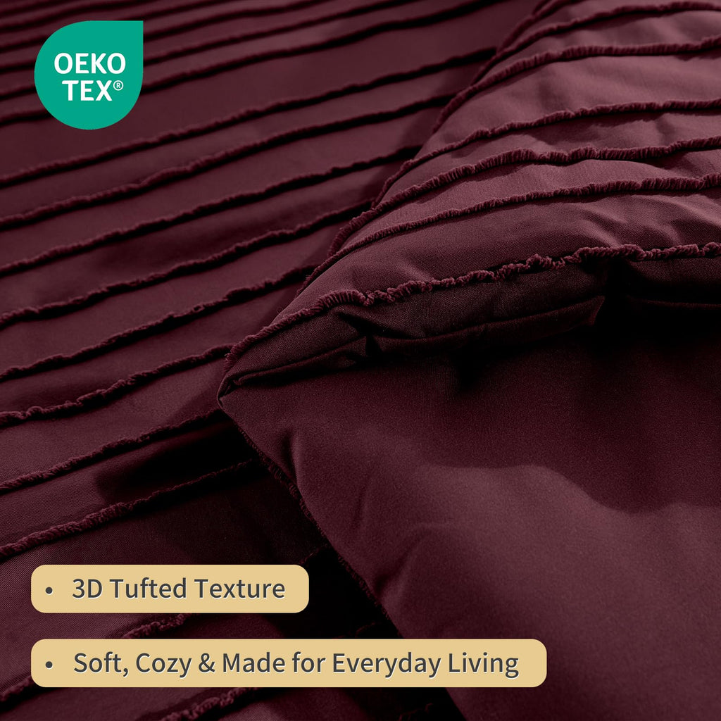 Tufted Boho Comforter Set Full, 8 Pieces Ultra Soft Brushed Microfiber All-in-One Bedding, Lightweight All Season