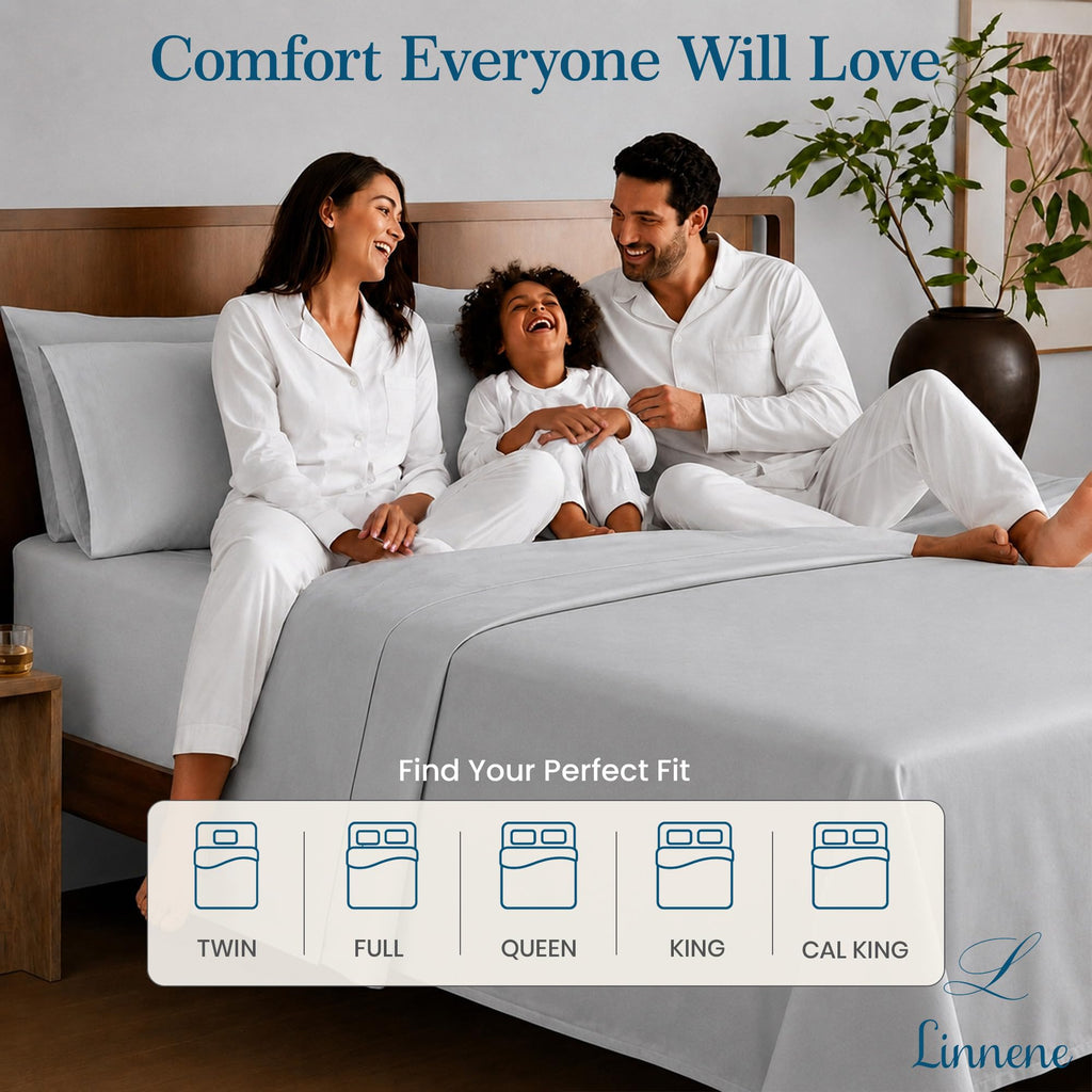 Luxury 4Pc California King Sheets Set, 100% Cotton Sateen (Silver)