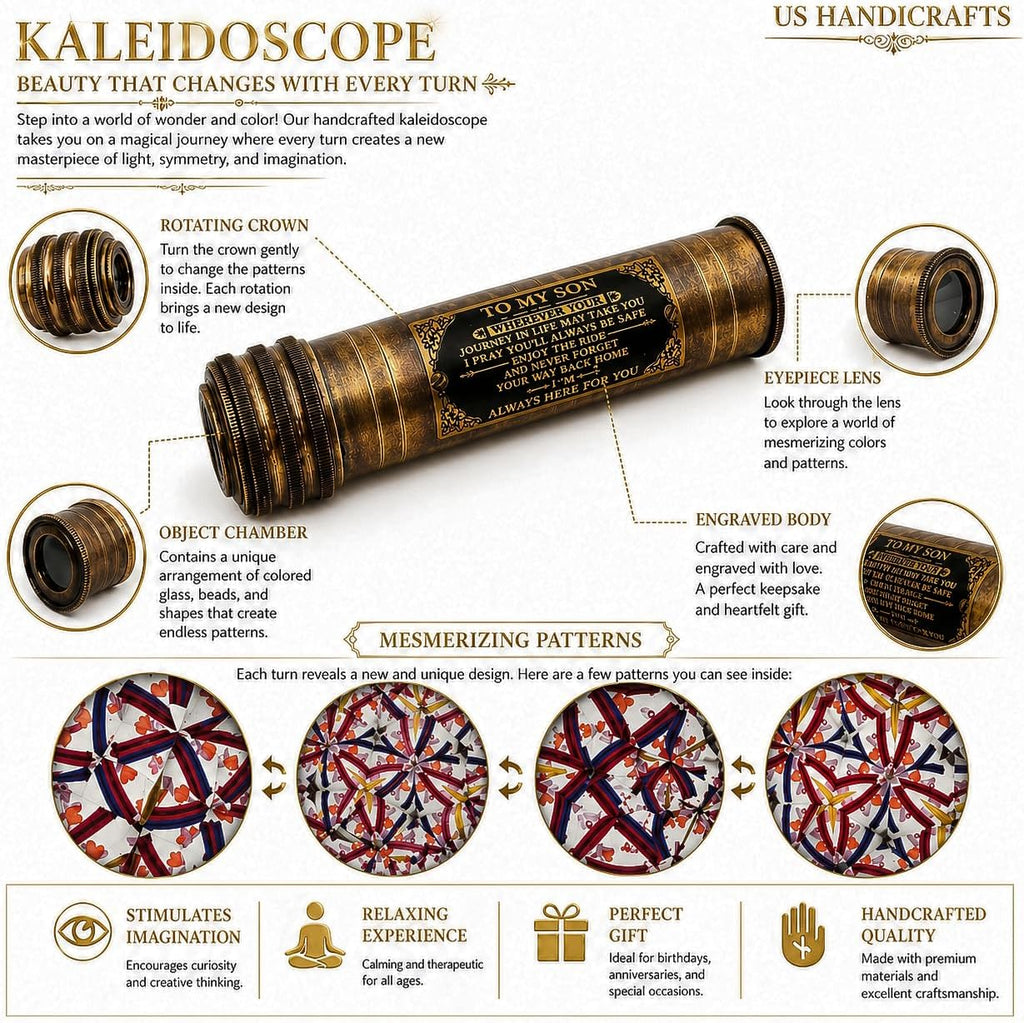 Handcrafted Brass Kaleidoscope - Vintage Nautical Collectible Gift for Adults & Collectors - Sentimental Keepsake