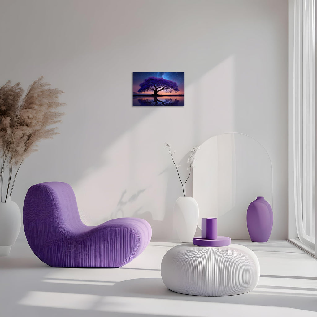 1 Panel Purple Wall Art Purple Pictures Wall Decor Abstract Nature Tree Landscape Picture Starry Night Forest Scenery