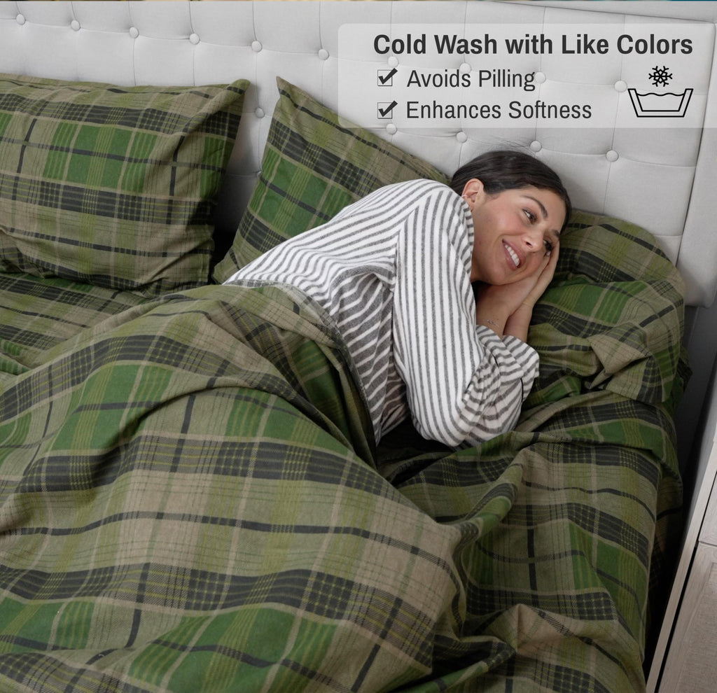 100% Cotton Flannel Sheets Split King Size, DNA Plaid