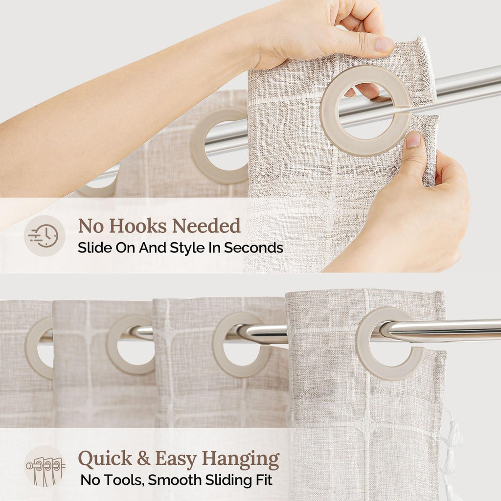 RiverDream Farmhouse No Hooks with Snap-in Liner, Linen, 71x74