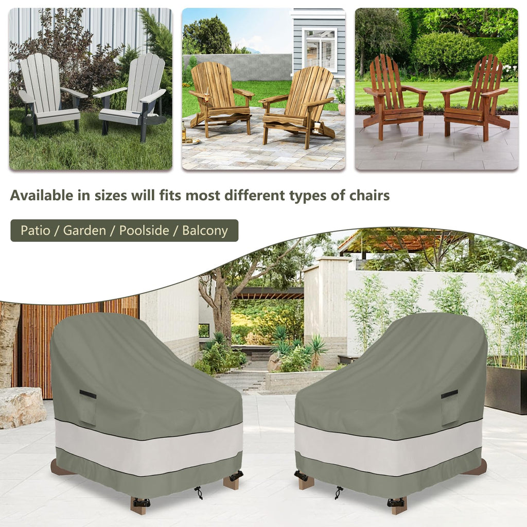 Outdoor Adirondack Chair Cover 2 Pack, Waterproof 100%, 32W x 35D x 36H inch, Patio Adirondack Chair Cover for Outdoor