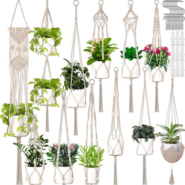 12 Pcs Macrame Plant Hangers Macrame Hanging Planters for Indoor Plants Handmade Boho Hanging Baskets Flower Pots