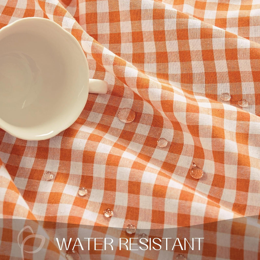 Fall Gingham Ruffled Tablecloth Rectangle, 60 x 102 Inch Orange