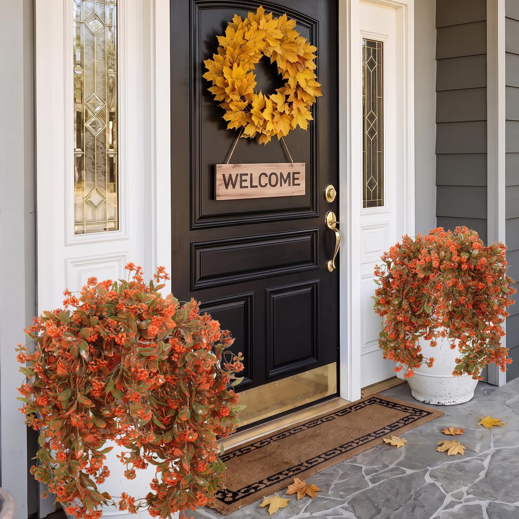 2Pcs Artificial Fake Fall Hanging Flowers Plants for Outdoors Decor