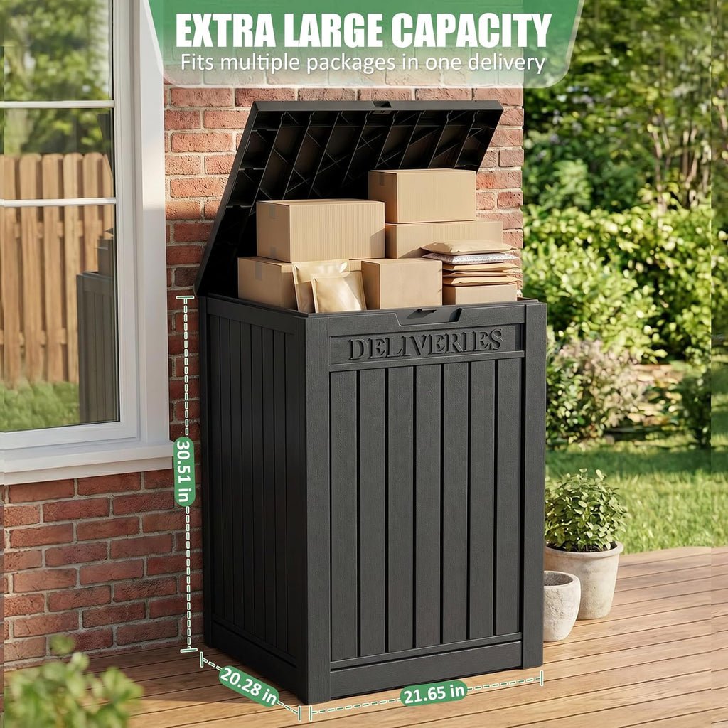 Package Delivery Boxes 55 Gallon Outdoor Parcel MailBox Drop Storage Deck Box Secure Resin Waterproof Lockable UV