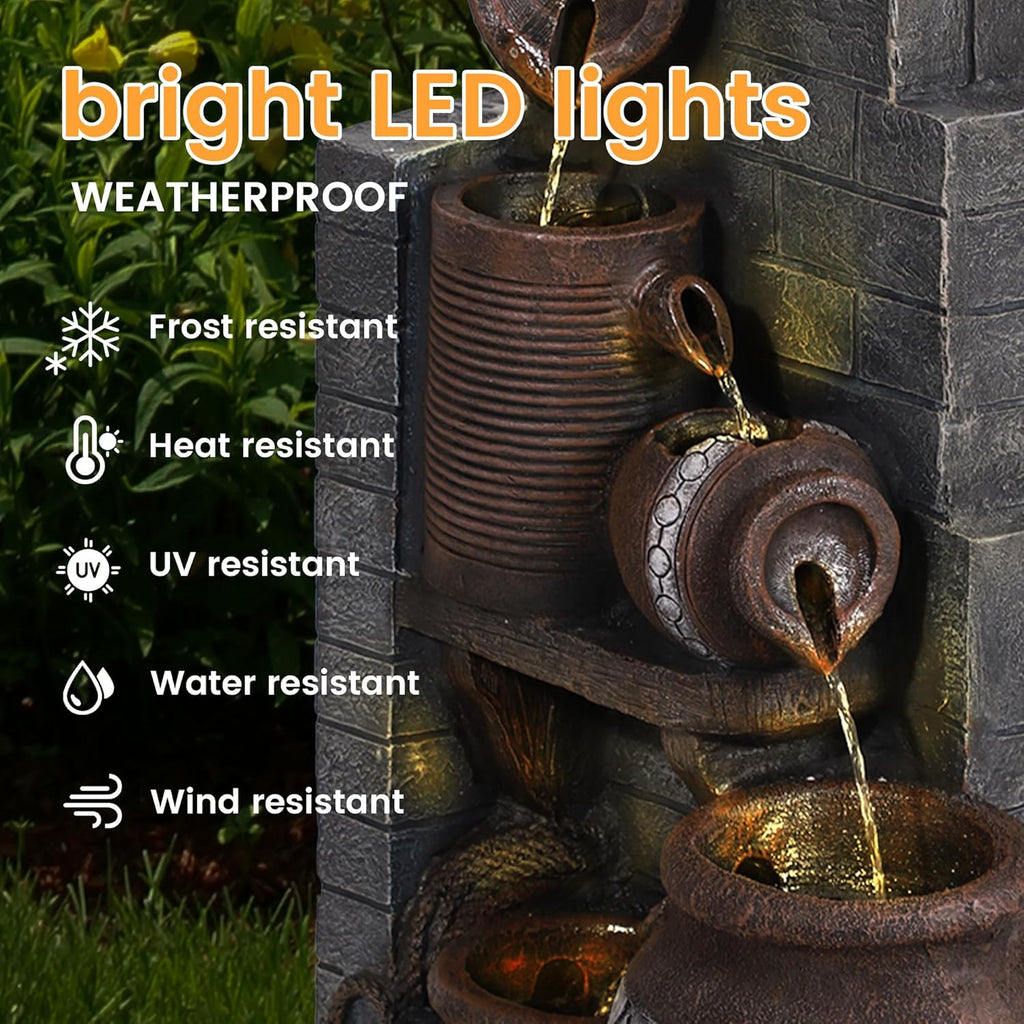 6-Tiers Garden Waterfall Fountain Outdoor