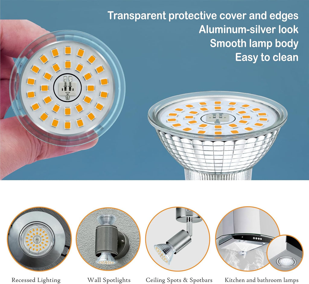 MR16 GU10 LED Bulb Dimmable, 3000K Warm White, 7W Equivalent 75W, 25,000 Hours Lifetime, Energy Efficient Soft White