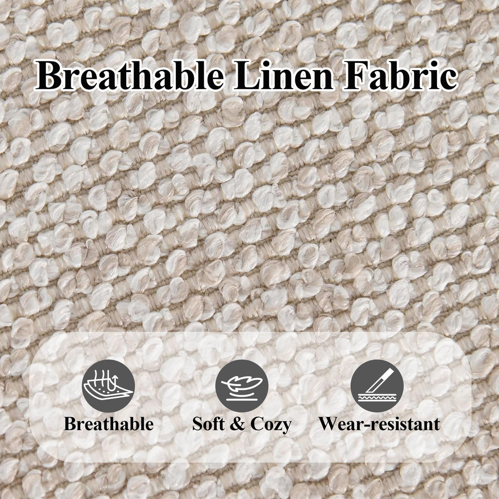 360°Swivel Upholstered Square Ottoman, Modern Boucle Ottoman