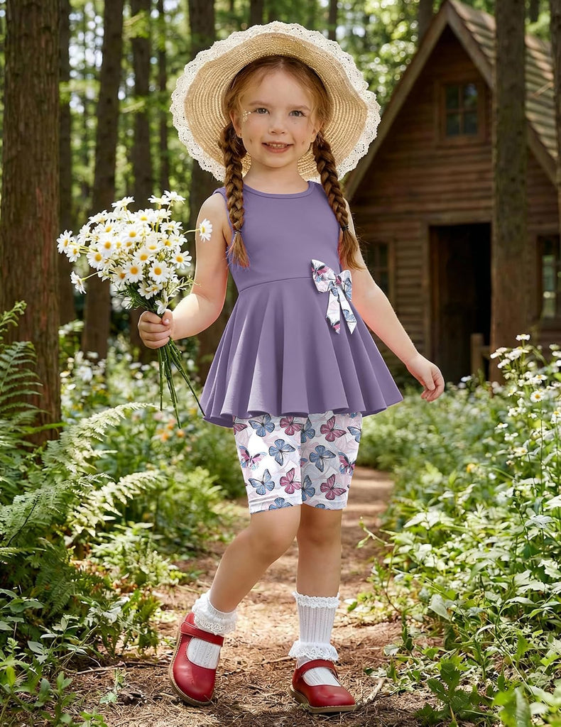Toddler Girl Summer Clothes Sleeveless Top Dress Bike Shorts Set