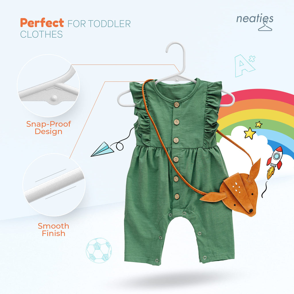 Plastic 12" Kids Hangers 30 Pack - Made in the USA - 5lb Capacity Baby & Toddler Clothes Hangers with Notches &