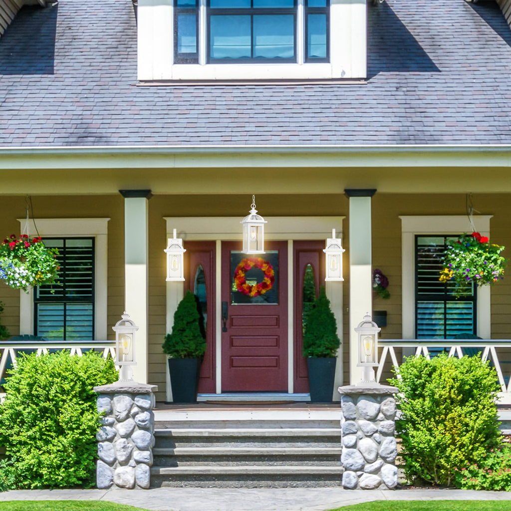 Outdoor Porch Lights Fixtures Wall Mount, Outdoor Wall Sconce with Seeded Glass Waterproof Outside Exterior Lights