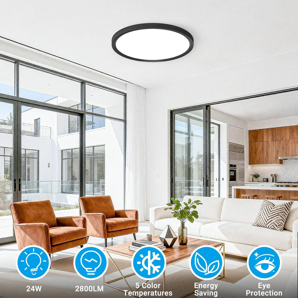 8 Pack LED Flush Mount Ceiling Light, 12Inch 24W, 3000K/3500K/4000K/5000K/6500K 5 Color Temperatures Ceiling Light
