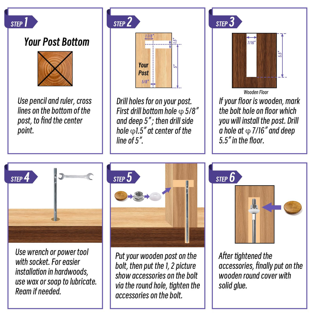 4-Pack Newel Post Mounting Kit, Anchors Post to Wood & Concrete