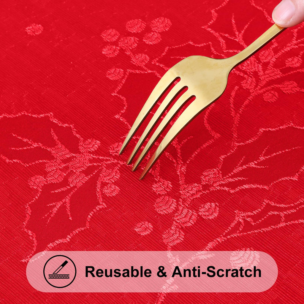 52x52 Inch Christmas Jacquard Sqaure Table Cloth for Dinner Decor