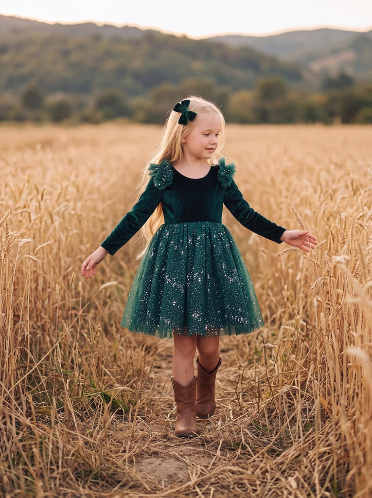 Velvet Christmas Dress Tulle Sequin Dresses Winter Party Holiday Casual Princess Dress