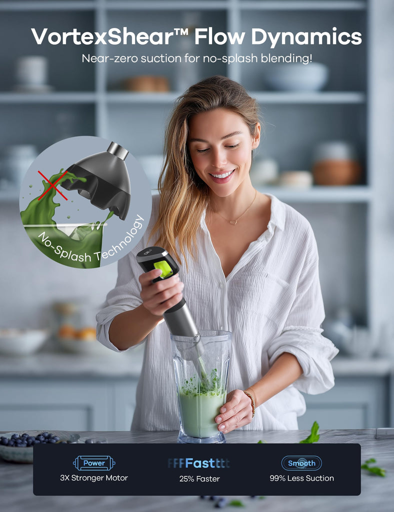 Immersion Blender Handheld, Max 1200W Hand Blenders Immersion 9-in-1