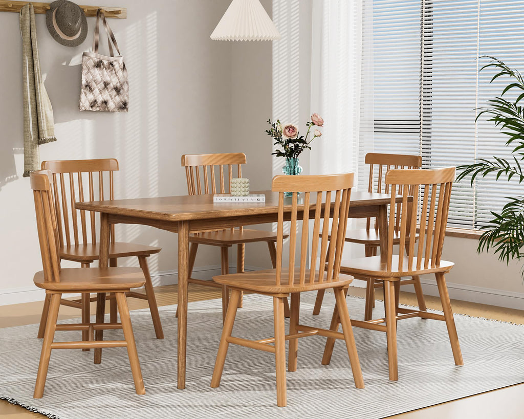 Dining Chairs Set of 4, Farmhouse Solid Wood Windsor Kitchen Chairs Set with Spindle Back for Restaurant Dining Room