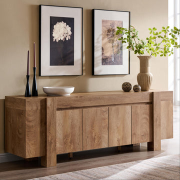70" Modern Farmhouse TV Stand for TVs up to 80 Inch, Light Knotty