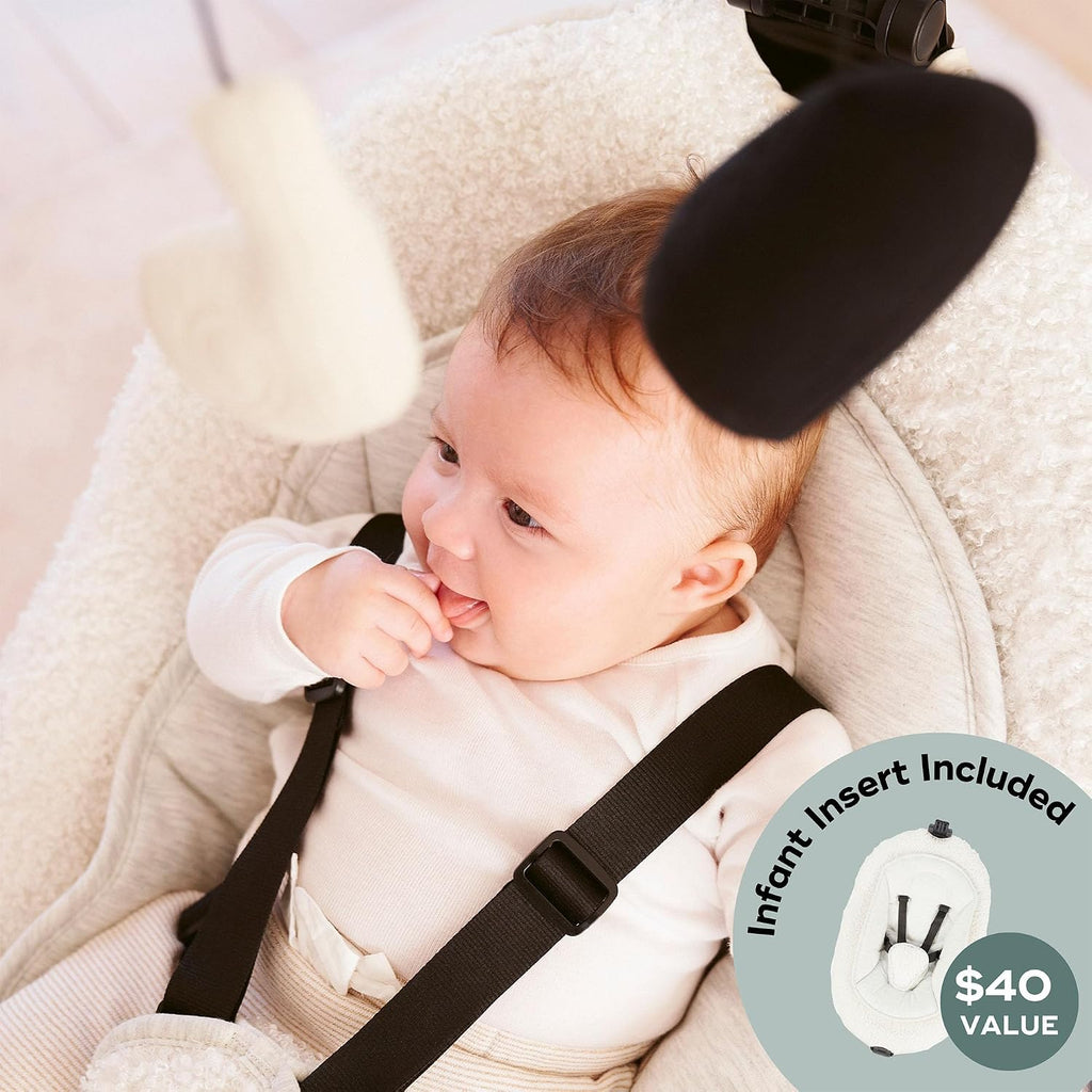 Swoon Evolution Connect, App-Controlled Smart Baby Swing, Curly White