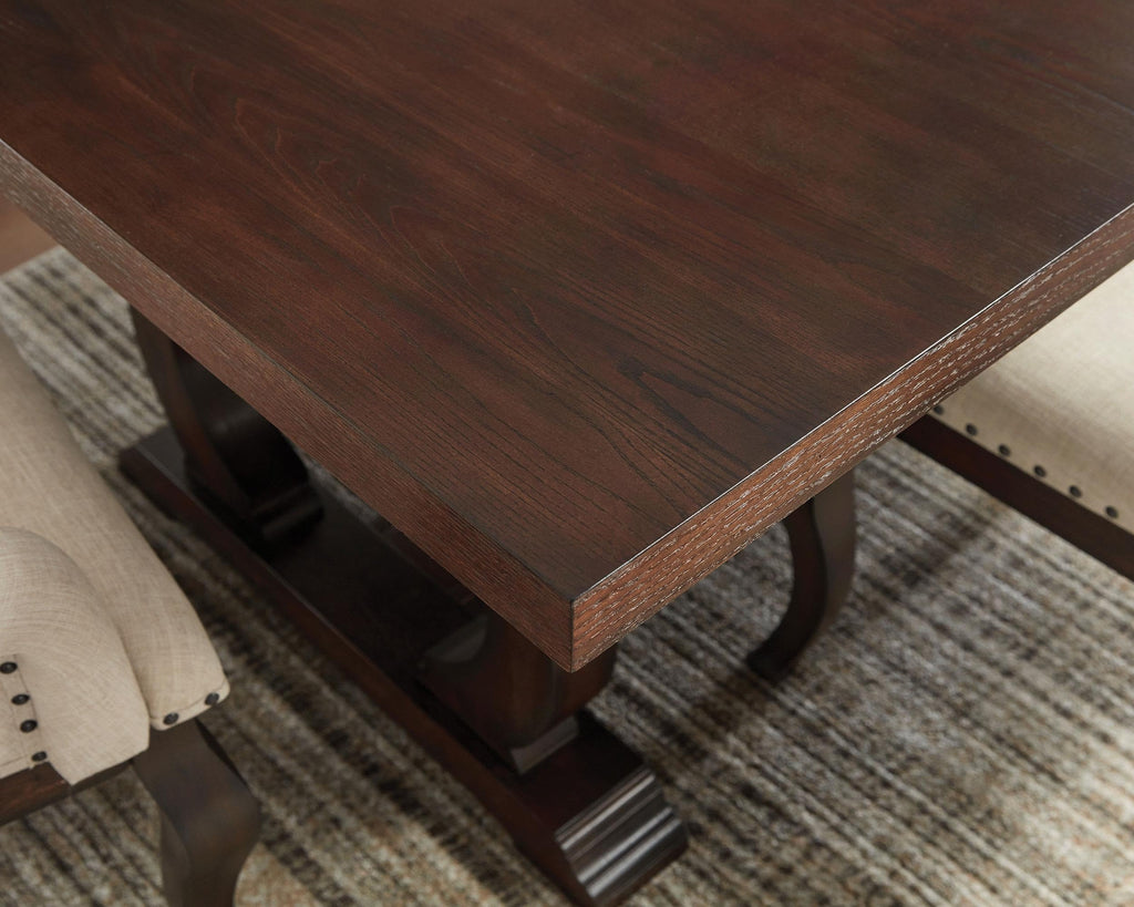 Furnishings - Brockway - Asian Hardwood & Veneer - Transitional Rectangular Dining Table with Extension Leaf and