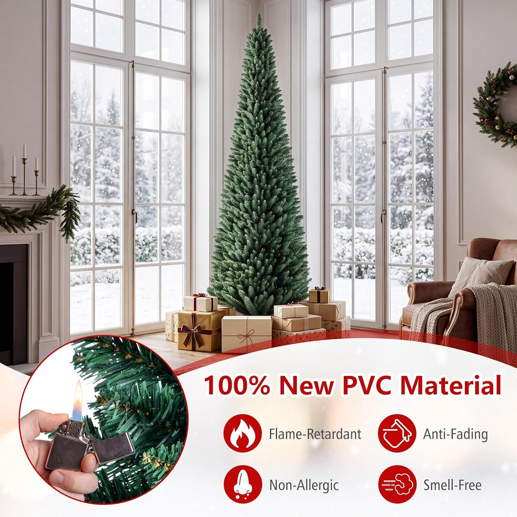 Artificial Slim Pencil Christmas Tree with 1500 Lush Branch Tips