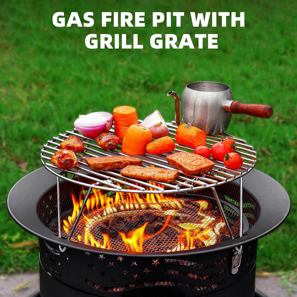 Portable Propane Fire Pit, 24 Inch Smokeless Gas Fire Pit Bowl for Outside