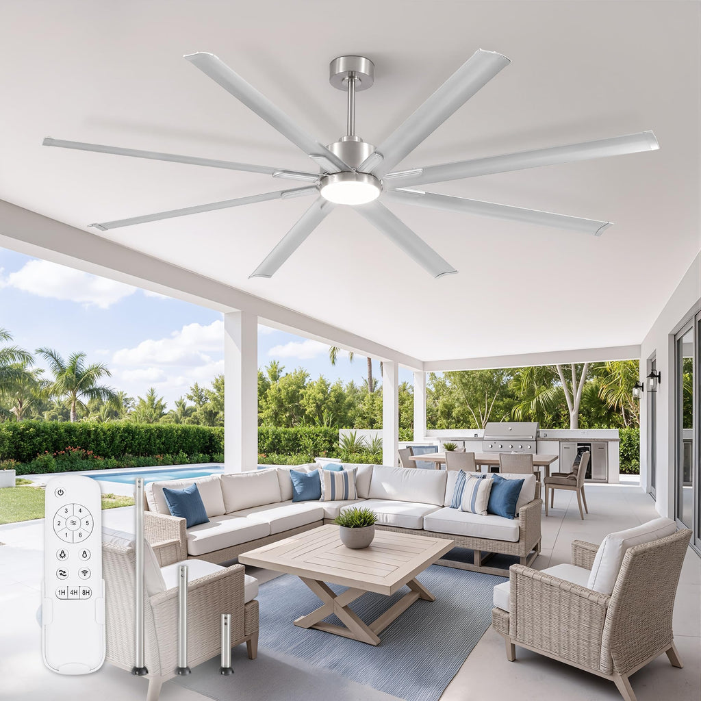 96 Inch Large Industrial Aluminum Ceiling Fan with Lights
