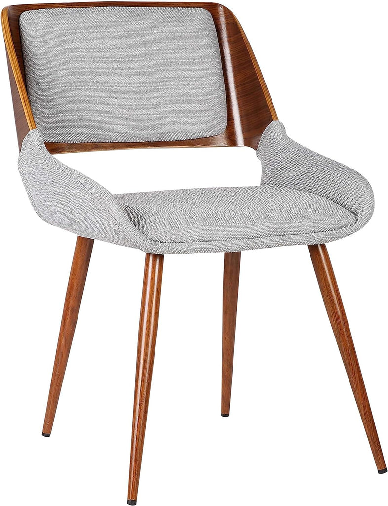 Mid-Century Dining Chair Walnut Finish and Gray Fabric