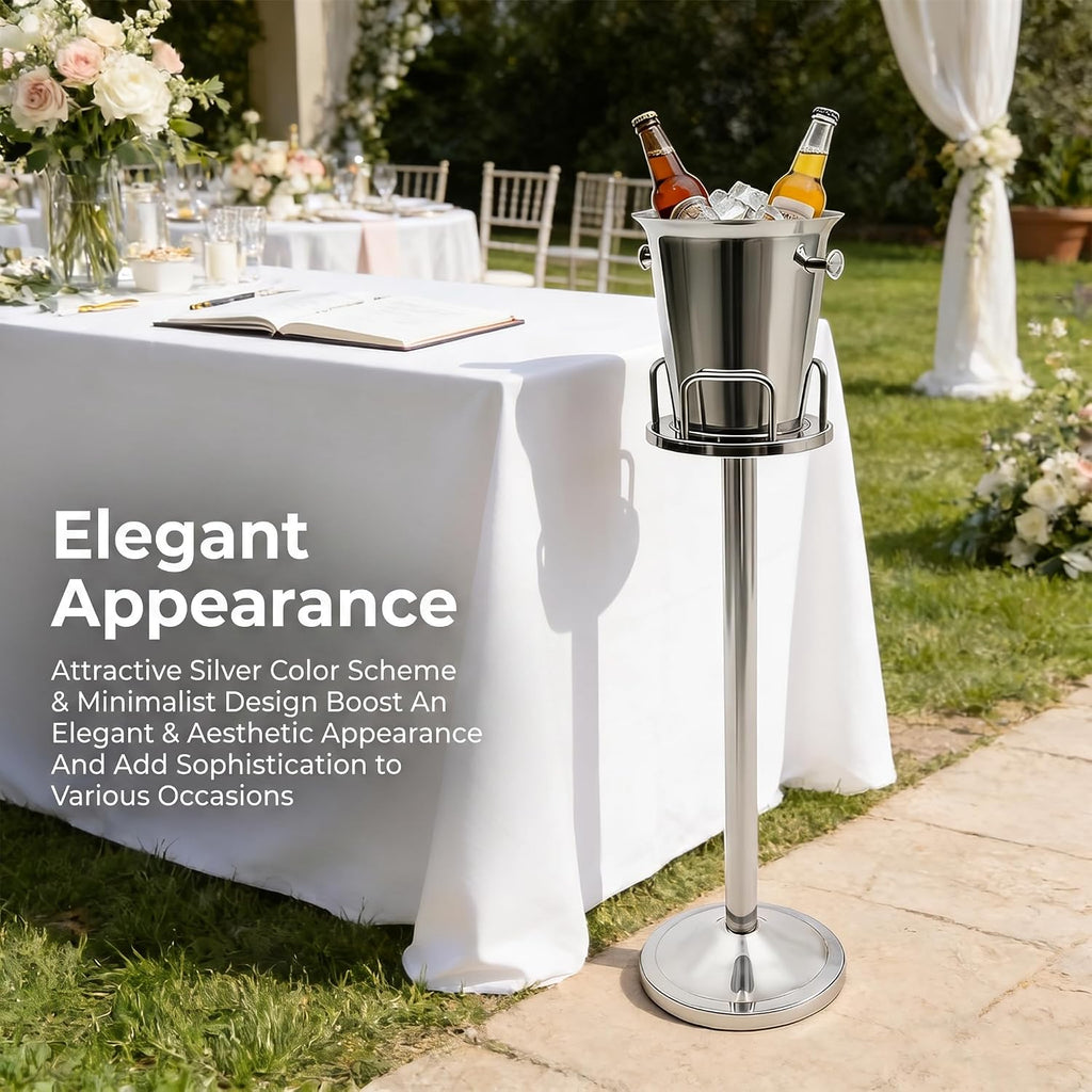 Ice Bucket with Stand, Stainless Steel Standing Champagne Buckets