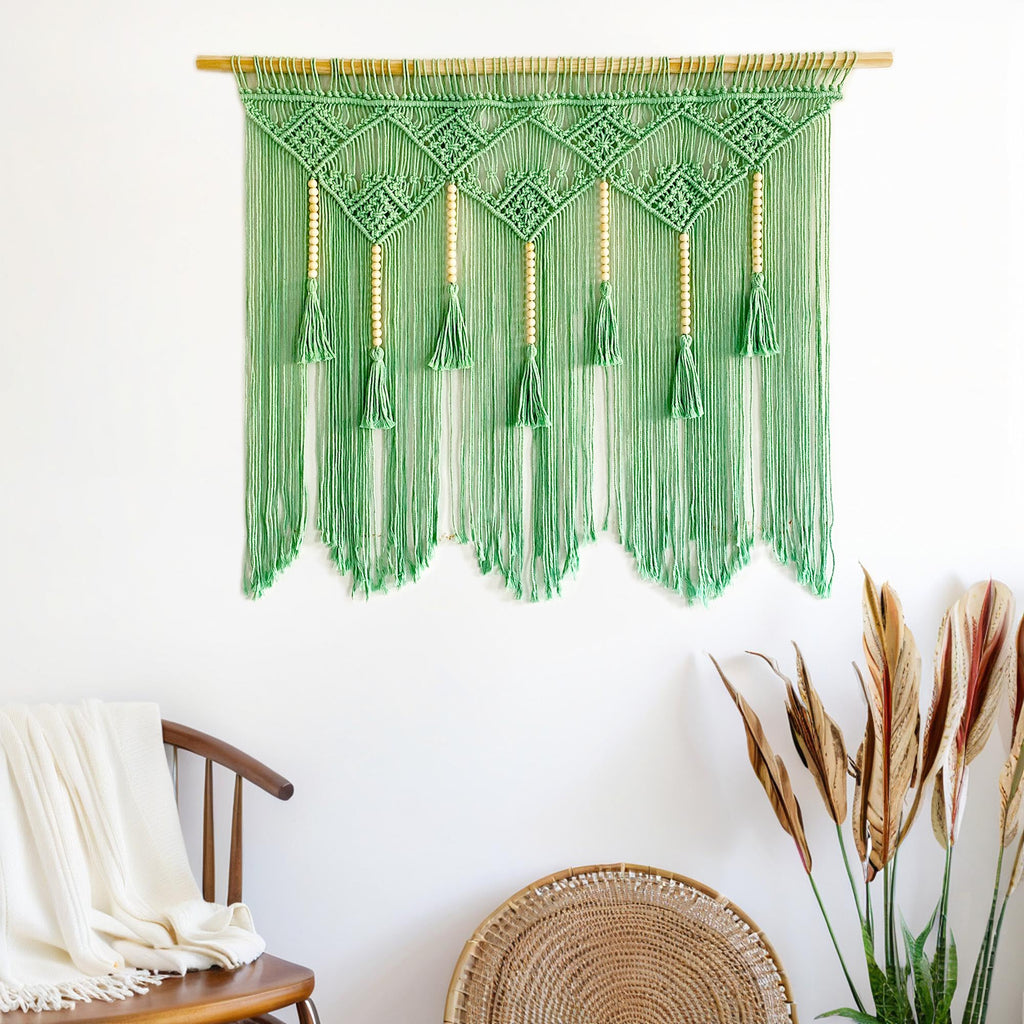 Large Macrame Wall Hanging Macrame Headboard Window Curtains Boho Wall Decor Art tapestry Tassel Woven Wall Backdrop