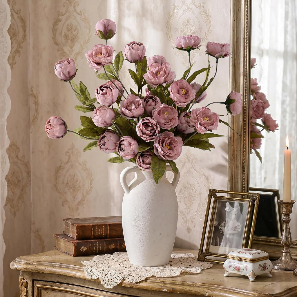 Faux Peonies Artificial Flowers for Vase - Set of 6